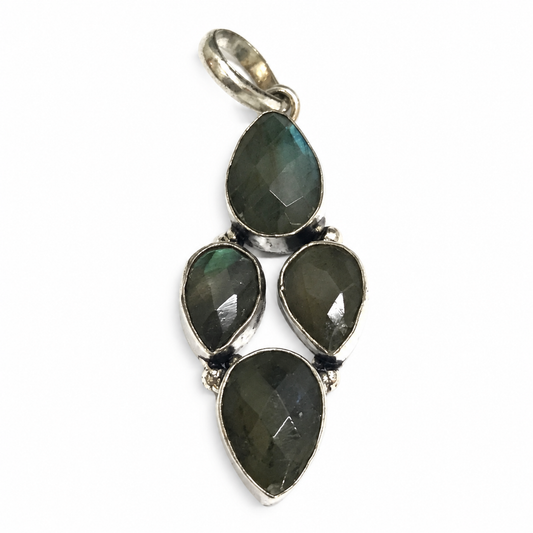 Labradorite Silver Pendant Natural Gemstone Necklace PEN271-SLV-NLBD04