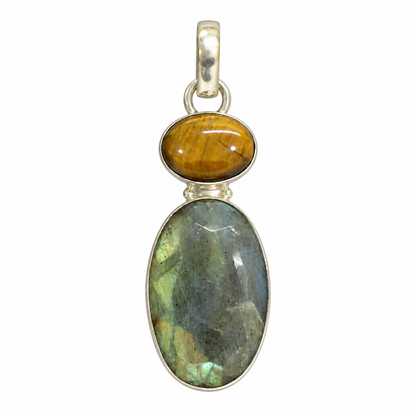Natural Labradorite Pendant Blue Gemstone Silver Jewelry PEN286-SLV-NLBD-NTE02