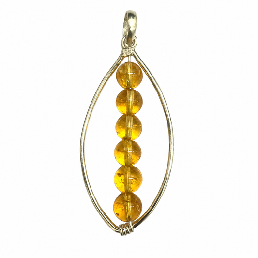 Natural Citrine Pendant, Golden Gemstone Silver Boho Jewelry BPEN310-SLV-NCT06