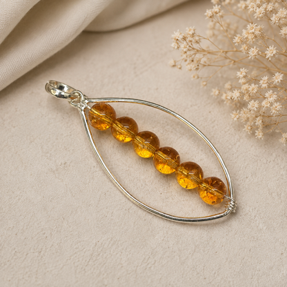 Natural Citrine Pendant, Golden Gemstone Silver Boho Jewelry BPEN310-SLV-NCT06
