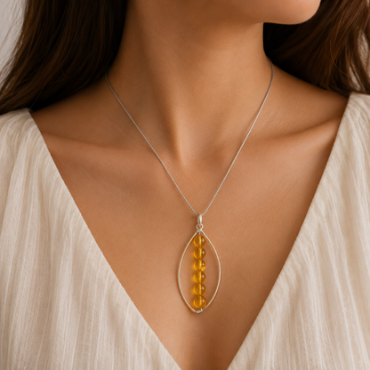 Natural Citrine Pendant, Golden Gemstone Silver Boho Jewelry BPEN310-SLV-NCT06