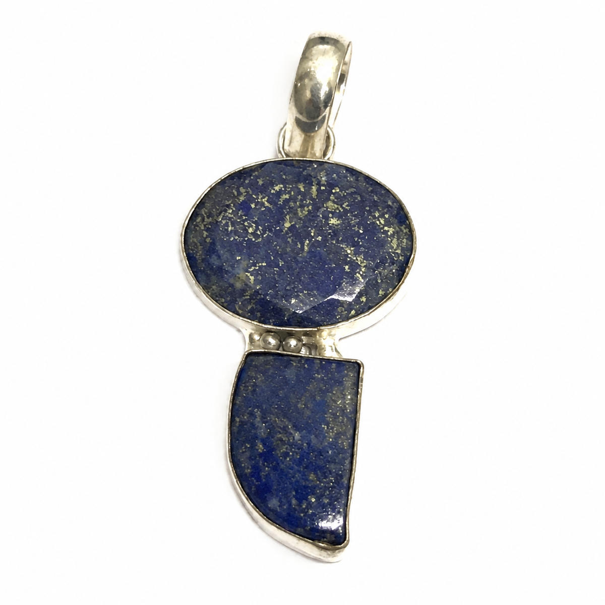 Lapis Lazuli Gemstone Pendant, Blue Stone Silver Boho Jewelry PEN315-SLV-NLLZ02