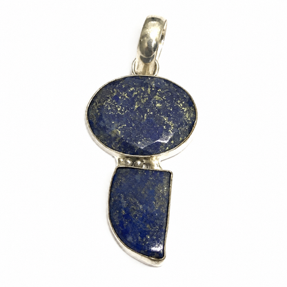 Lapis Lazuli Gemstone Pendant, Blue Stone Silver Boho Jewelry PEN315-SLV-NLLZ02
