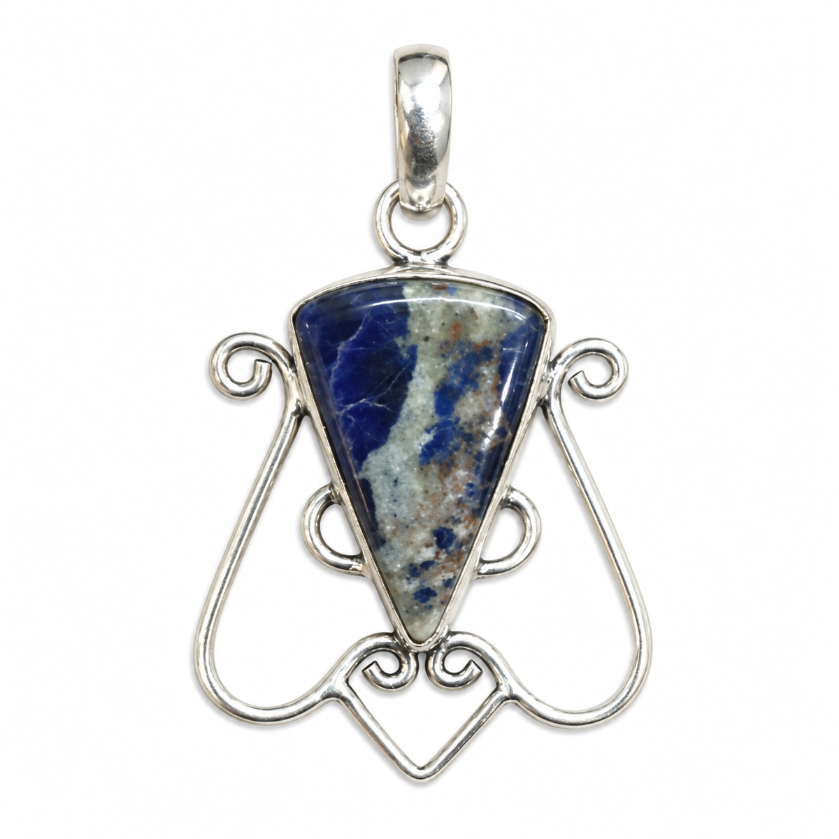 Natural Sodalite Pendant Blue Stone Artisan Boho Jewelry PEN316-SLV-NSDL01