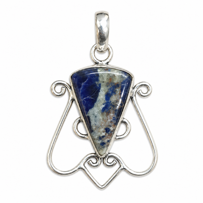 Natural Sodalite Pendant Blue Stone Artisan Boho Jewelry PEN316-SLV-NSDL01