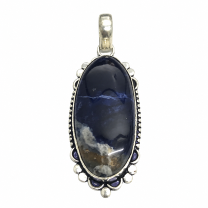 Natural Sodalite Blue Stone Pendant Artisan Jewelry PEN321-SLV-NSDL01