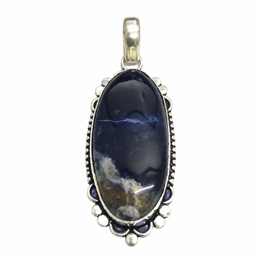 Natural Sodalite Blue Stone Pendant Artisan Jewelry PEN321-SLV-NSDL01
