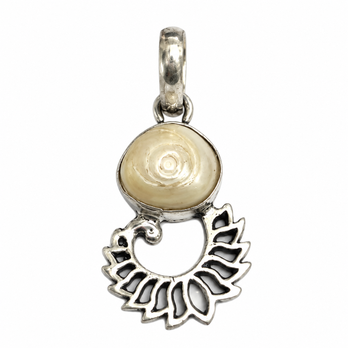 Natural Pearl Leaf Pendant, Sterling Silver Boho Jewelry PEN413-SLV-NPRL01