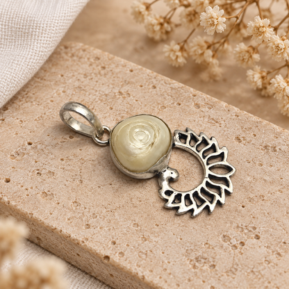 Natural Pearl Leaf Pendant, Sterling Silver Boho Jewelry PEN413-SLV-NPRL01