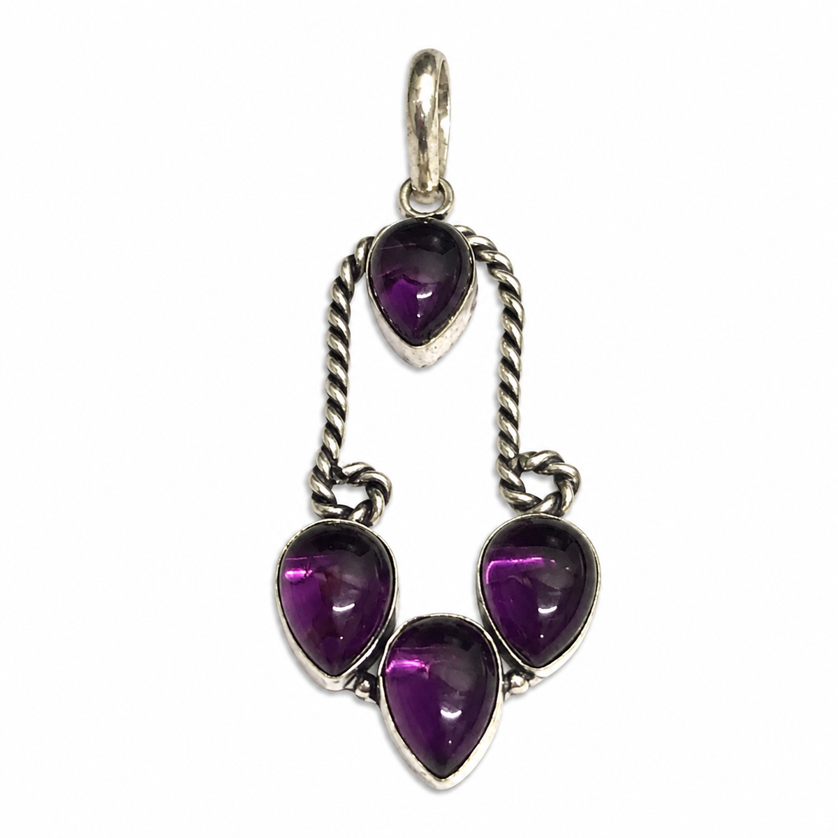 Amethyst Pendant, Purple Gemstone Silver Tone Jewelry PEN425-SLV-NAMT04