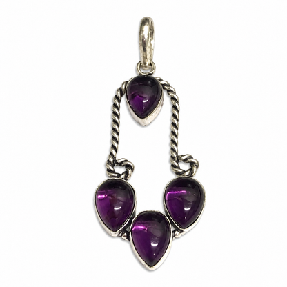 Amethyst Pendant, Purple Gemstone Silver Tone Jewelry PEN425-SLV-NAMT04