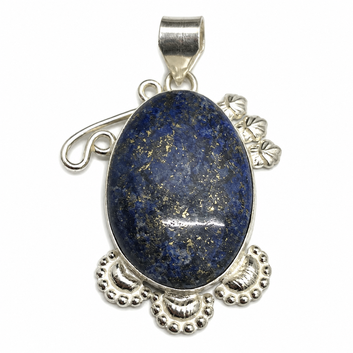 Lapis Lazuli Pendant Boho Vintage Statement Silver Jewelry PEN455-SLV-NLLZ01
