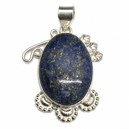 Lapis Lazuli Pendant Boho Vintage Statement Silver Jewelry PEN455-SLV-NLLZ01