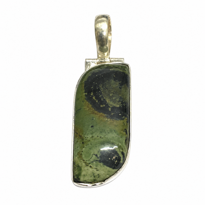 Kambaba Jasper Pendant Green Stone Boho Silver Tone Jewelry PEN462-SLV-NKJR01