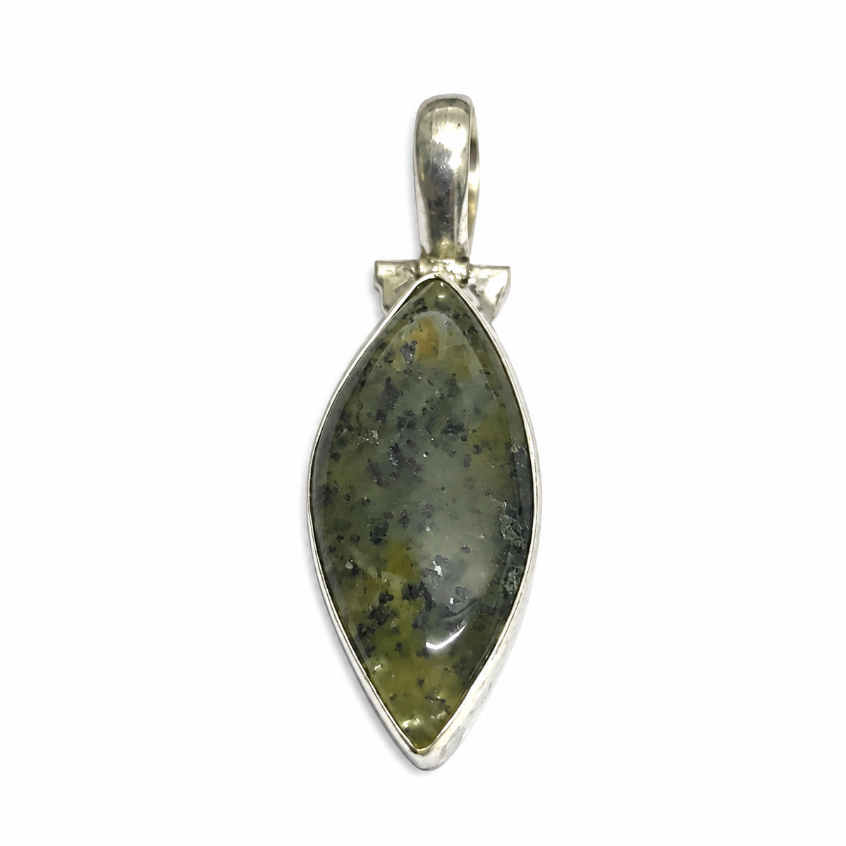 Moss Agate Pendant Green Gemstone Boho Silver Tone Jewelry PEN463-SLV-NMAG01