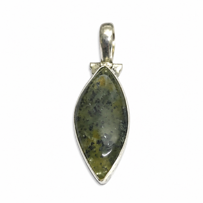 Moss Agate Pendant Green Gemstone Boho Silver Tone Jewelry PEN463-SLV-NMAG01