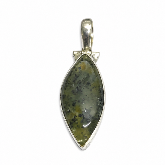 Moss Agate Pendant Green Gemstone Boho Silver Tone Jewelry PEN463-SLV-NMAG01