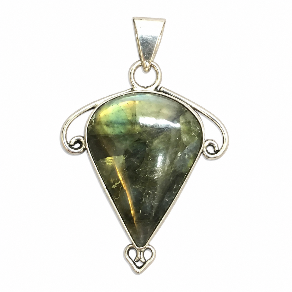 Labradorite Pendant Boho Gemstone Silver Tone Statement Jewelry PEN465-SLV-NLBD01
