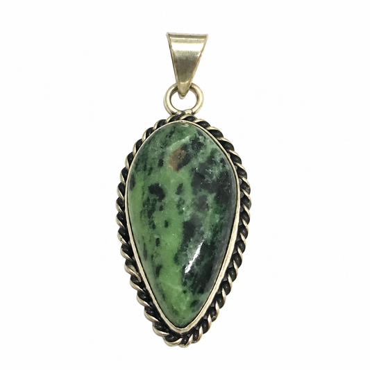 Ruby Zoisite Pendant Green Gemstone Silver Tone Jewelry PEN469-SLV-NRZ01