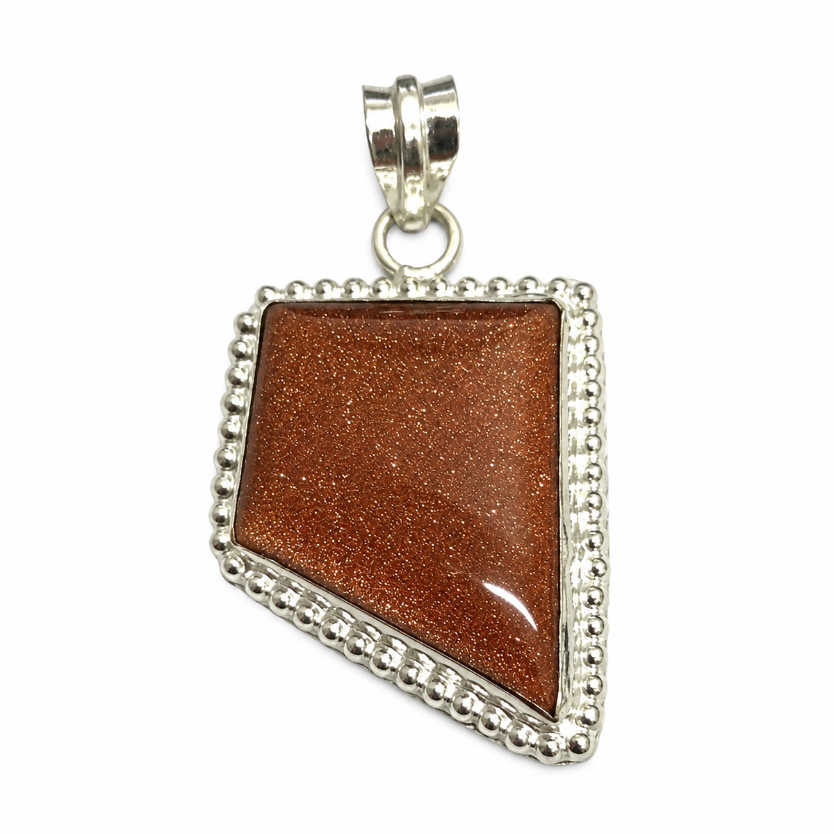 Red sunstone Pendant Sparkling Square Boho Silver Tone PEN477-SLV-LRSS01