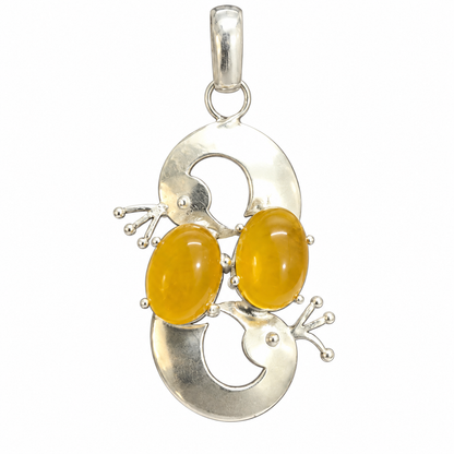 Yellow Onyx Pendant, Honey Chalcedony Boho Gemstone Jewelry PEN496-SLV-NYO02
