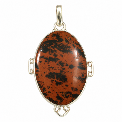 Mahogany Obsidian Pendant Natural Gemstone Boho Jewelry PEN503-SLV-NMGO01