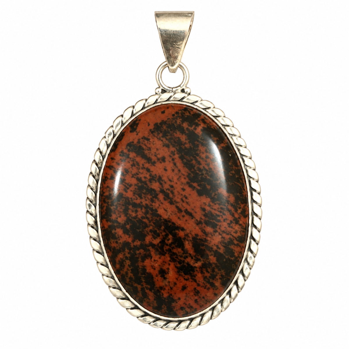 Mahogany Obsidian Pendant Natural Gemstone Jewelry PEN504-SLV-NMGO01