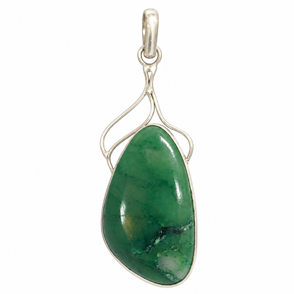 Green Agate Pendant Natural Gemstone Statement Jewelry PEN506-SLV-NGAG01