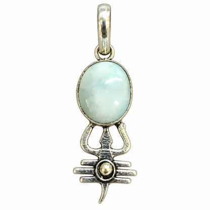 Larimar Gemstone Pendant, Silver Tone Boho Ocean Jewelry PEN515-SLV-NLAR01