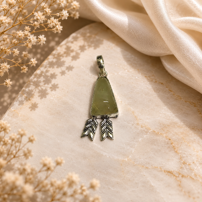 Golden Rutile Teardrop Leaf Pendant Nature Inspired Jewelry Gift PEN52-SLV-NGLDR01