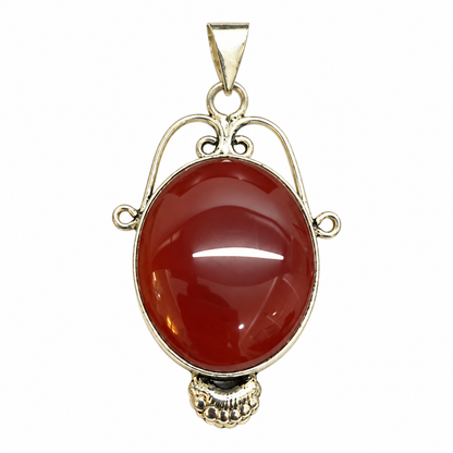 Red Onyx Pendant, Natural Gemstone Boho Statement Jewelry PEN524-SLV-NRO01
