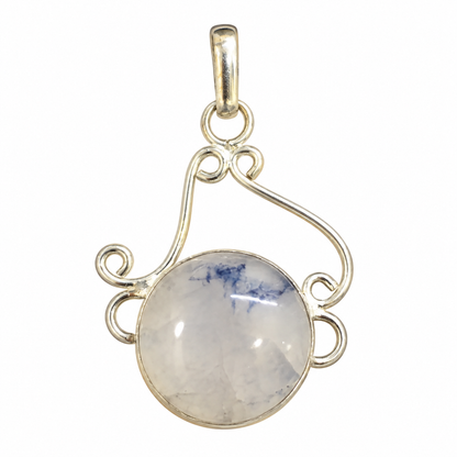 Rose Quartz Pendant, Natural Gemstone Boho Statement Jewelry PEN528-SLV-NRQ01