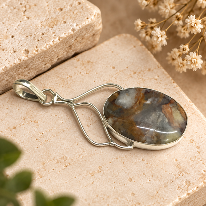 Maligano Jasper Pendant, Natural Gemstone Jewelry PEN531-SLV-NMGJR01