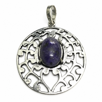 Charoite Pendant, Purple Gemstone Boho Statement Jewelry PEN541-SLV-LCH01