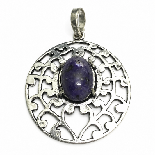 Charoite Pendant, Purple Gemstone Boho Statement Jewelry PEN541-SLV-LCH01