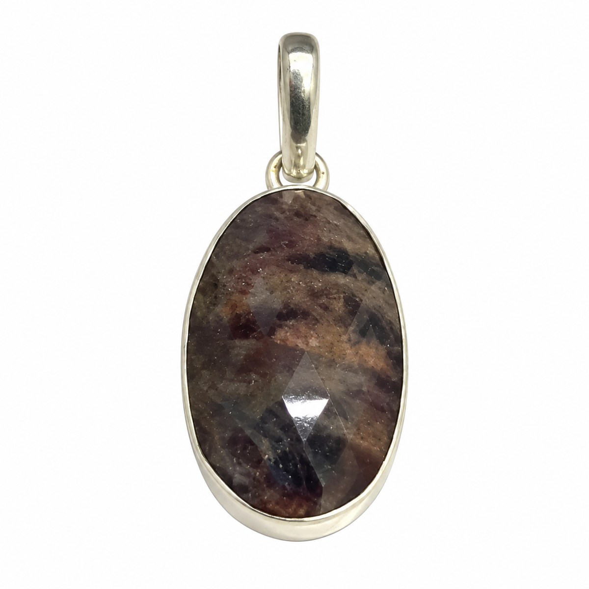 Multi Sapphire Oval Pendant Natural Gemstone Boho Jewelry PEN551-SLV-NMSPH01