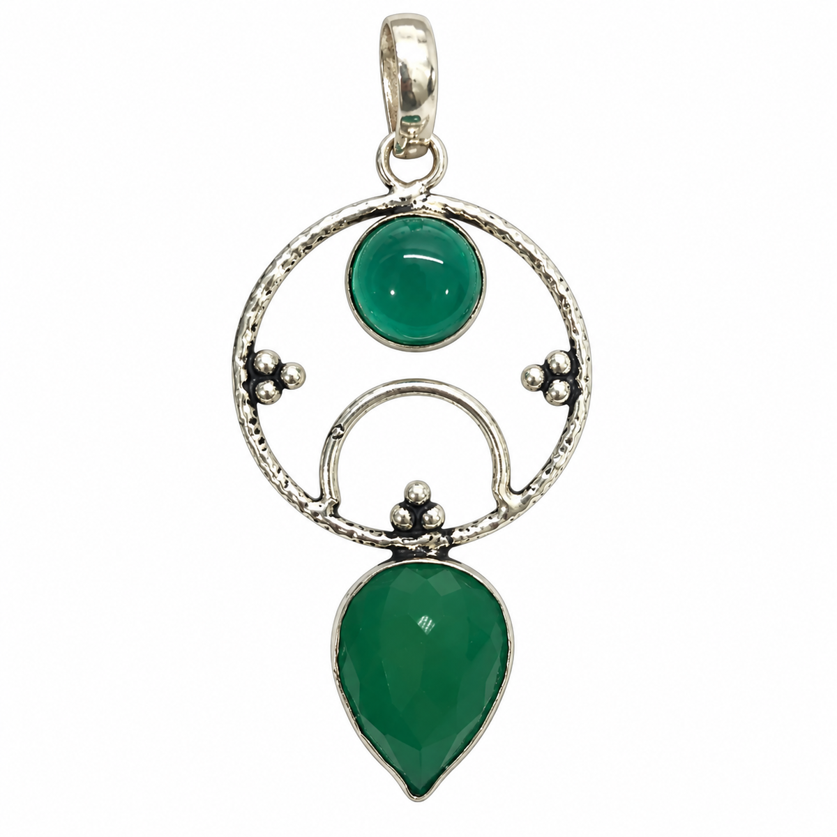 Green Quartz Pendant Boho Artisan Statement Gemstone Jewelry PEN557-SLV-LCD02