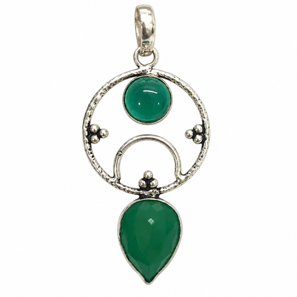 Green Quartz Pendant Boho Artisan Statement Gemstone Jewelry PEN557-SLV-LCD02