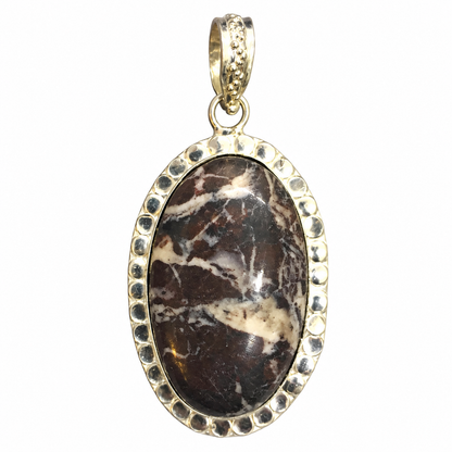Coconut Jasper Pendant Oval Gemstone Oxidized Silver Jewelry PEN569-SLV-NCCJR01