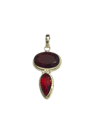 Red Garnet Teardrop Pendant Burgundy Oval Statement Boho Jewelry Gift PEN57-SLV-LGR02