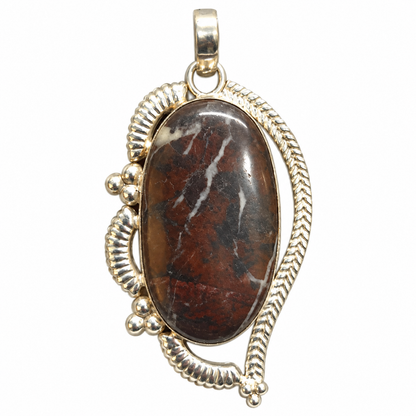 Coconut Jasper Oval Pendant Oxidized Silver Jewelry PEN571-SLV-NCCJR01