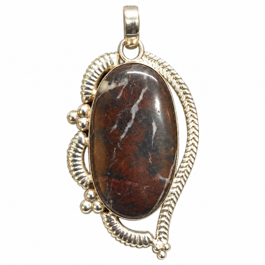 Coconut Jasper Oval Pendant Oxidized Silver Jewelry PEN571-SLV-NCCJR01