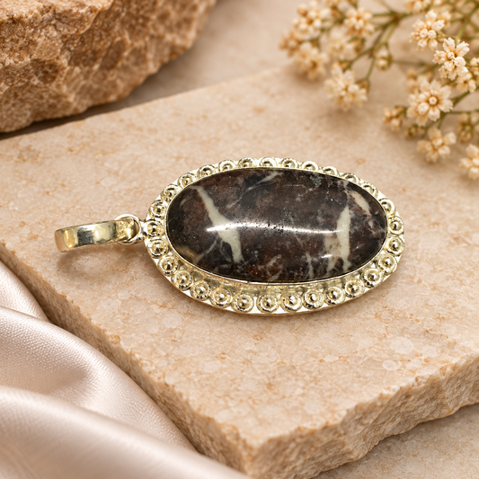 Coconut Jasper Green Oval Pendant Silver Tone Jewelry PEN573-SLV-NCCJR01