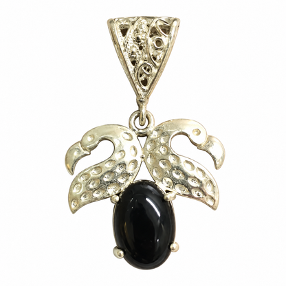 Black Onyx Dragonfly Pendant Silver Tone Boho Nature Jewelry PEN579-SLV-NBO01