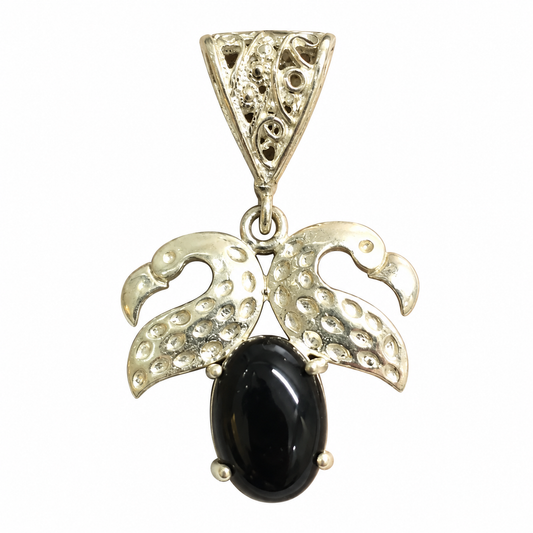 Black Onyx Dragonfly Pendant Silver Tone Boho Nature Jewelry PEN579-SLV-NBO01