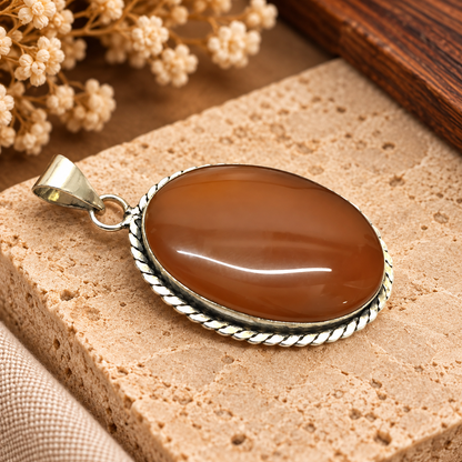Botswana Agate Pendant Natural Stone Boho Silver Tone Jewelry PEN581-SLV-NBWAG01