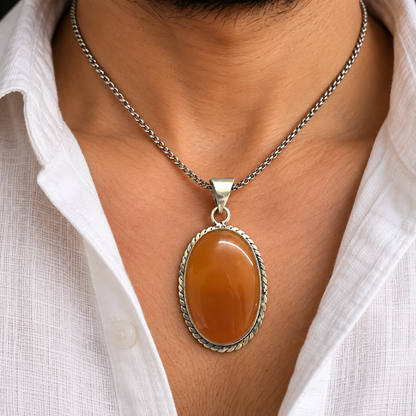 Botswana Agate Pendant Natural Stone Boho Silver Tone Jewelry PEN581-SLV-NBWAG01
