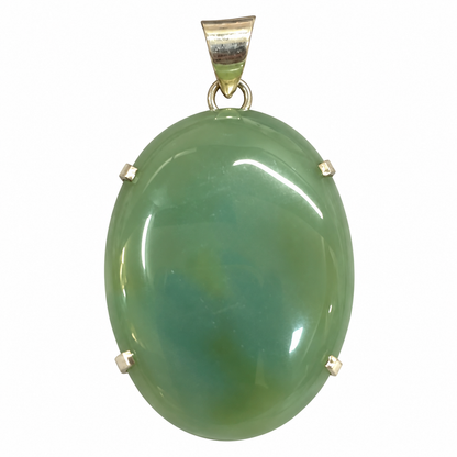 Aqua Chalcedony Oval Gemstone Pendant Silver Tone Jewelry PEN584-SLV-NAQCLY01
