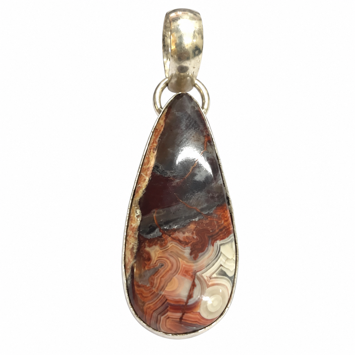 Crazy Lace Agate Pendant, Natural Gemstone Silver Jewelry PEN586-SLV-NCLAG01
