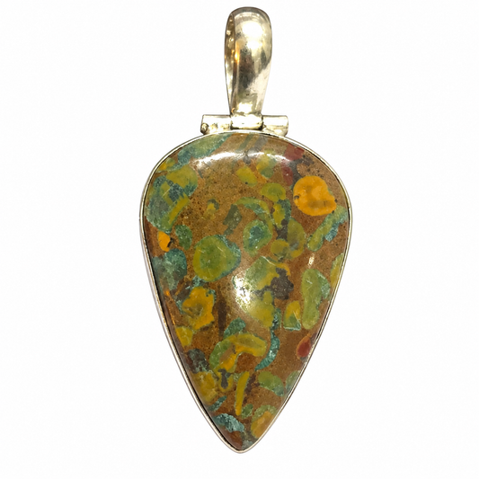Fruit Jasper Pendant Necklace, Natural Stone Boho Jewelry PEN590-SLV-NFRJR01
